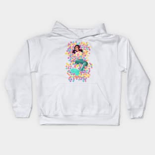 pastel colored mermaid Kids Hoodie